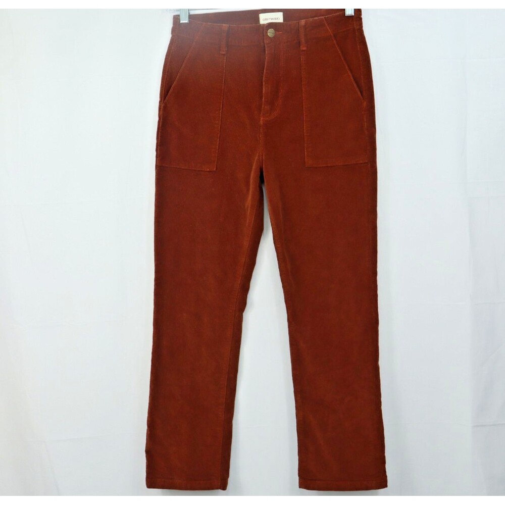 Driftwood Corduroy Pants Women 27 Rust Brown Excellent Straight Leg Patch Pocket